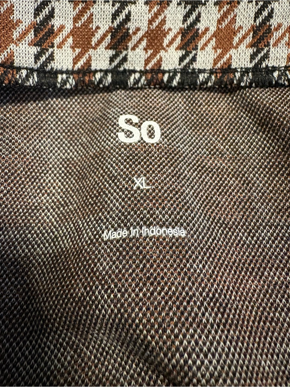SO Houndstooth Tie Waist Flared Mini Skirt in Brown and Black Size XL Chic - Picture 3 of 6